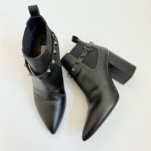 Valentino Garavani Black Ankle Boots with Studs block heel